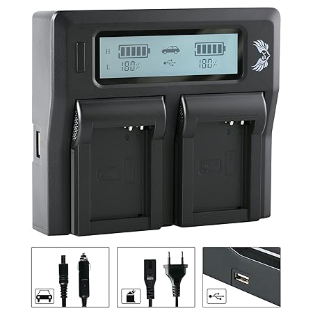 SK LCD Dual Doppel Akku Ladegerät für Canon NB-10L passend zu Canon PowerShot G10 G15 G16 G1 X G3 X SX40 HS SX50 HS SX60 HS