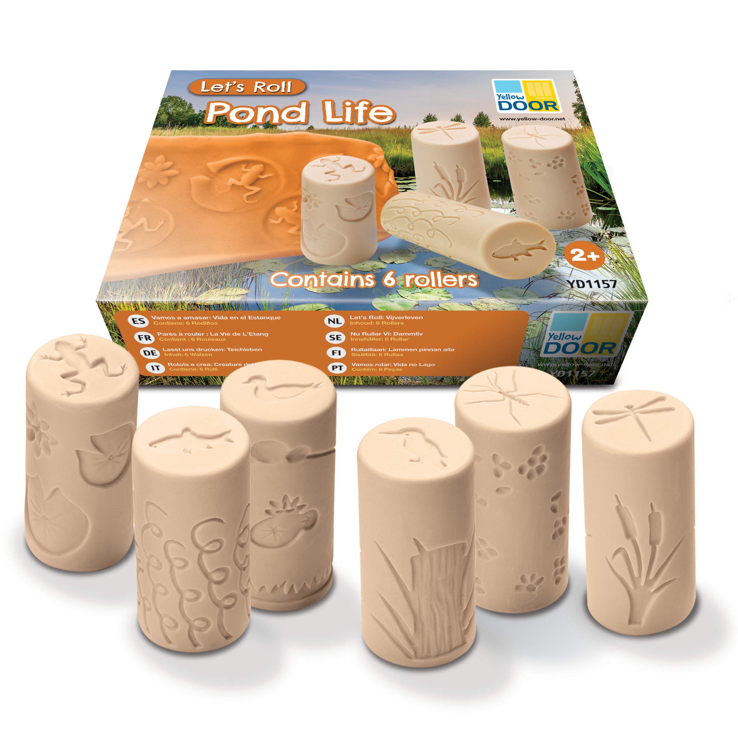 Yellow Door Let’s Roll Pond Life | Set of Six Pond Animal Habitat Playdough Rollers | Early Educational Toy for kids age 2 3 4 5 | Fine Motor Skills | Stamp and Roll in dough | Durable Outdoor Toys