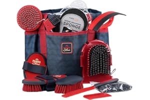 Furrishine 11PCS Horse Grooming Kit Curry Comb Sweat Scraper Horse Bathing Supplies Grooming Tools with Storage Bag Shadowberry