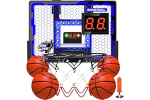 BADGOAL Basketball Hoop Indoor - Basketball Hoop with Anti-Impact Backboard, Scoreboard&4 Balls Basketball Toys for 6 7 8 9 10 11 12 Year Old Boys