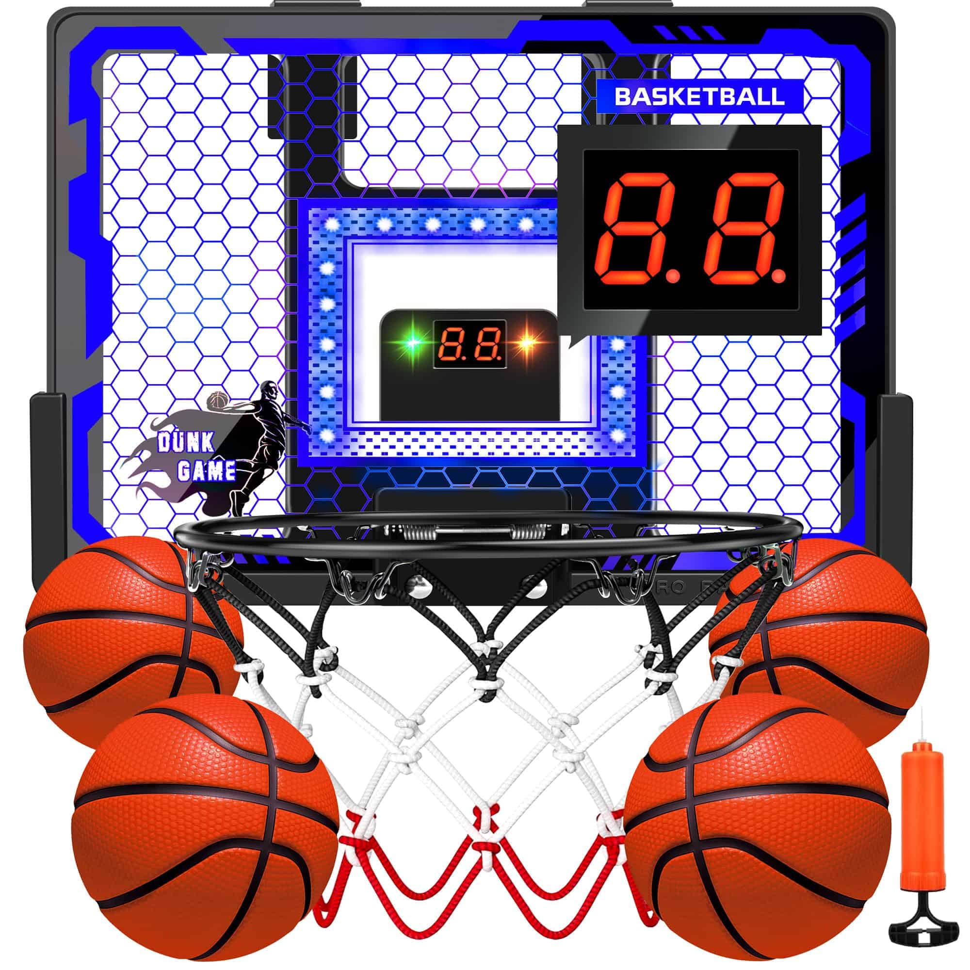 Photo 1 of Indoor Basketball Hoop Toy for Kids - Mini Basketball Hoops with Scoreboard&4 Balls, Anti-Impact Backboard&Music Lights, Indoor Outdoor Basketball Sports Toys for Kids 4-8 8-12