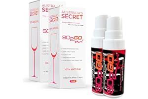 SO2GO Australia's Secret! Spray - Wine Allergy, Sensitivity & Headache Wine Sulfite Remover | Better Than Wine Drops for Headaches, Red Wine Remedies & Wine Drops Filters (2 Sprays)