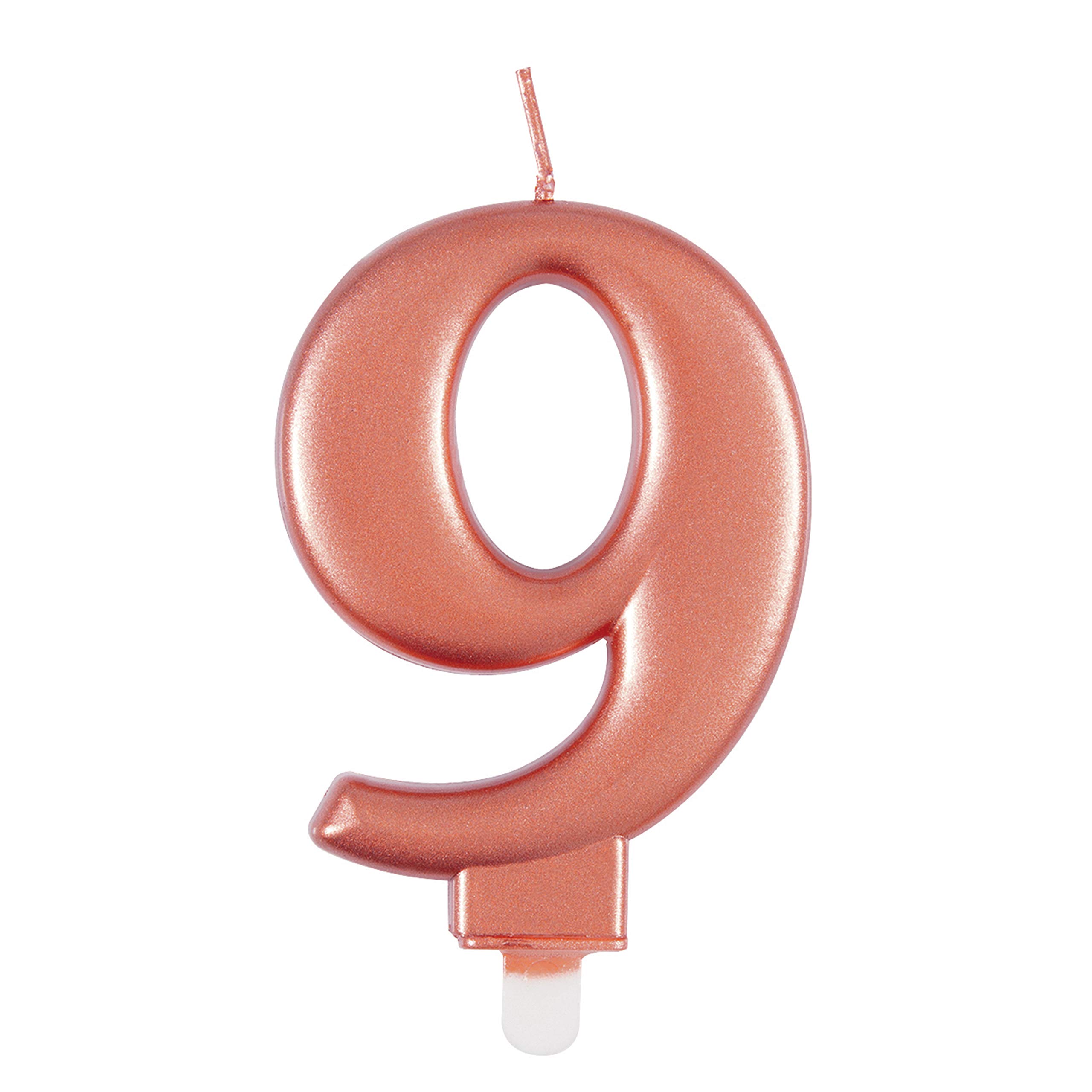 Elegant Metallic Rose Gold Number 9 Birthday Candle - Perfect for Birthday Parties, Anniversaries & More - 1 Pc