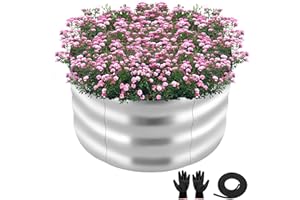ZXZYHFTY Round Galvanized Raised Garden Bed kit,Silver Outdoor Garden Raised Planter Box, Round Large Metal Raised Garden Beds for Vegetable 3 * 3 * 1ft (1pack)