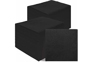 GUOYUANGLO Black Cocktail Napkins Disposable Linen-Feel Dessert and Beverage Napkins Disposable Paper Napkins for Bar, Restau