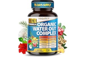 VEGATOT Organic Water Out Complex - 14-in-1 Formula - with Dandelion Uva Ursi Horsetail Corn Silk Parsley Nettle Hibiscus Ginger