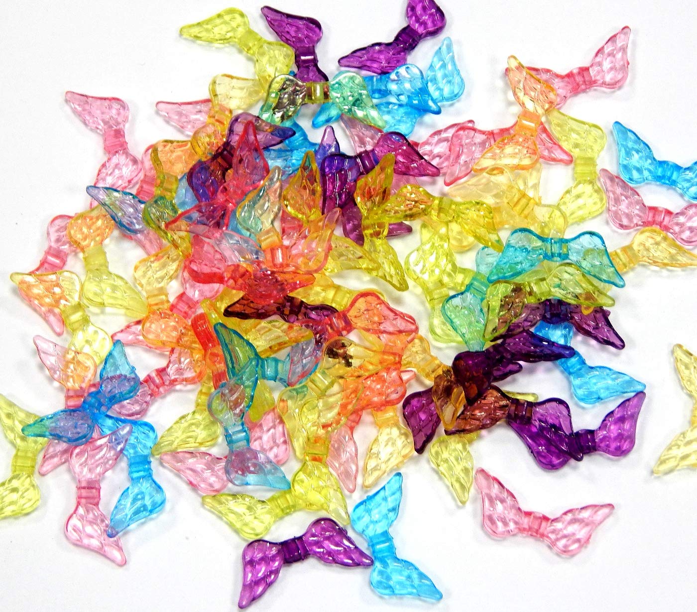 Perlin Acrylic Beads Wings with Heart Mix Angel Colourful Guardian Angel 20 mm x 8 mm Craft Angel Wings Beads Pearl Angel Wings Angel Wings Pack of 200