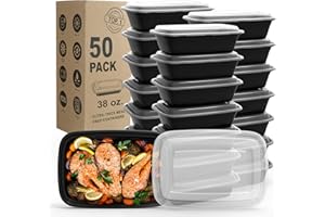 WGCC Meal Prep Containers, 50Pack [38OZ] Food Storage Containers With Lids, Reusable Food Prep Containers, To Go Containers, BPA-free, Stackable, Microwave/Dishwasher/Freezer Safe