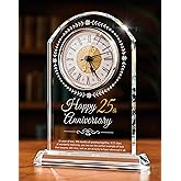 Sttokilly 25th Wedding Anniversary Crystal Quartz Clock,25 Years of Marriage Gift,Happy Silver Anniversary Decoration Gift,for Parents,Grandparents,Couple