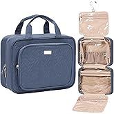 NISHEL Travel Toiletry Bag for Women, Makeup Essentials Organizer, Hanging Case for Accessories, Cosmetics, Medium Size, Aegean-Blue