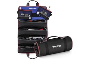 WORKPRO Roll Up Tool Bag, Tool Roll Up Bag with Detachable Tool Pouches, Heavy Duty Tool Bag Organizer with 6 Pockets, Tool Organizer for Mechanic, Electrician, Plumber and Carpenter