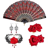 DRESHOW Rose Flower Hair Clip Embroidered Folding