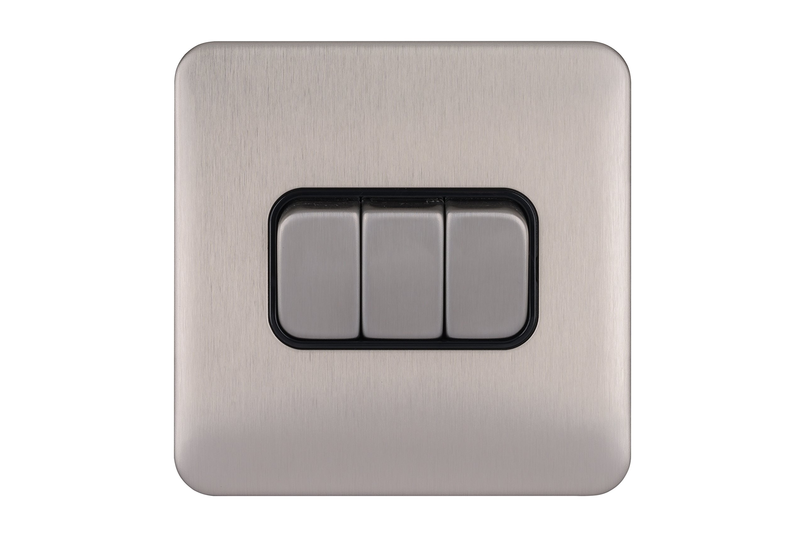 Schneider Electric GGBL1032BSS Lisse Screwless Deco 10AX 3G 2W Switch BSS, 240 V, Stainless Steel