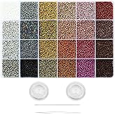 VOOMOLOVE 12/0 Glass Seed Beads About 15800pcs 24 Colors 2mm Loose Seed Beads Kit Bracelet Making with 24-Grid Plastic Storage Box for Jewelry Making(24 Colors)