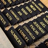 Laminated Bible Tabs, Gold Foil Embossed Lettering Bible Index Tabs for Women Men, Reposition Large Print Sticky Labels, Easy to Read and Apply, 105 Labels for Easy Navigation, Black
