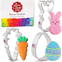Ann Clark Cookie Cutters 3-Piece Easter Fun Cookie Cutter Set with Recipe Booklet, Easter Bunny, Egg and Carrot