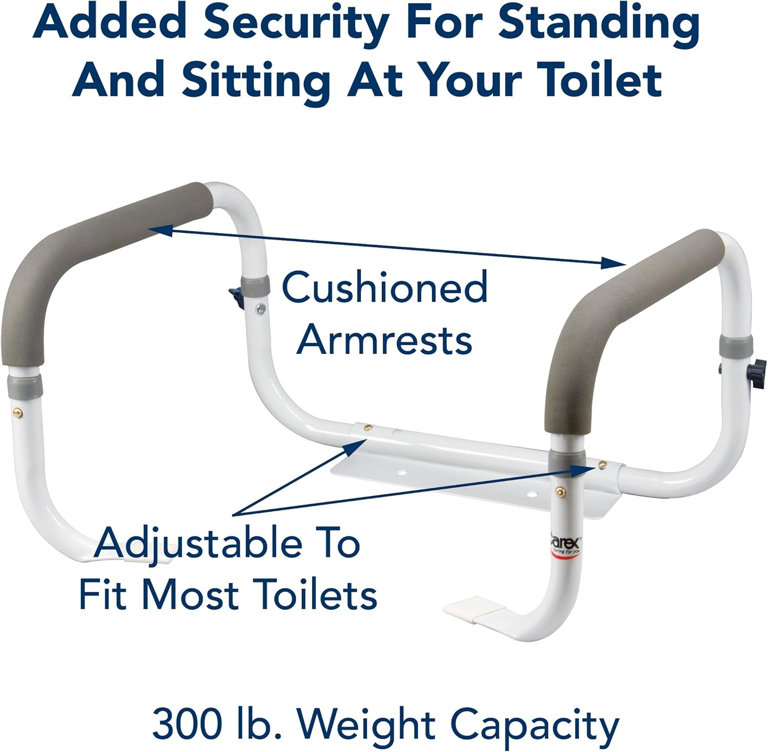 Carex Toilet Safety Frame - Toilet Safety Rails With Adjustable Width - Toilet Rails For Elderly, Handicap, Home Health Care Equipment After Surgery, Supports 300lbs: Health & Personal Care