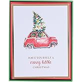 Graphique Merry Little Car Holiday Cards | Pack of 15 Cards with Envelopes | Christmas Greetings | Glitter Accents | Boxed Set | 4.25" x 5.5"