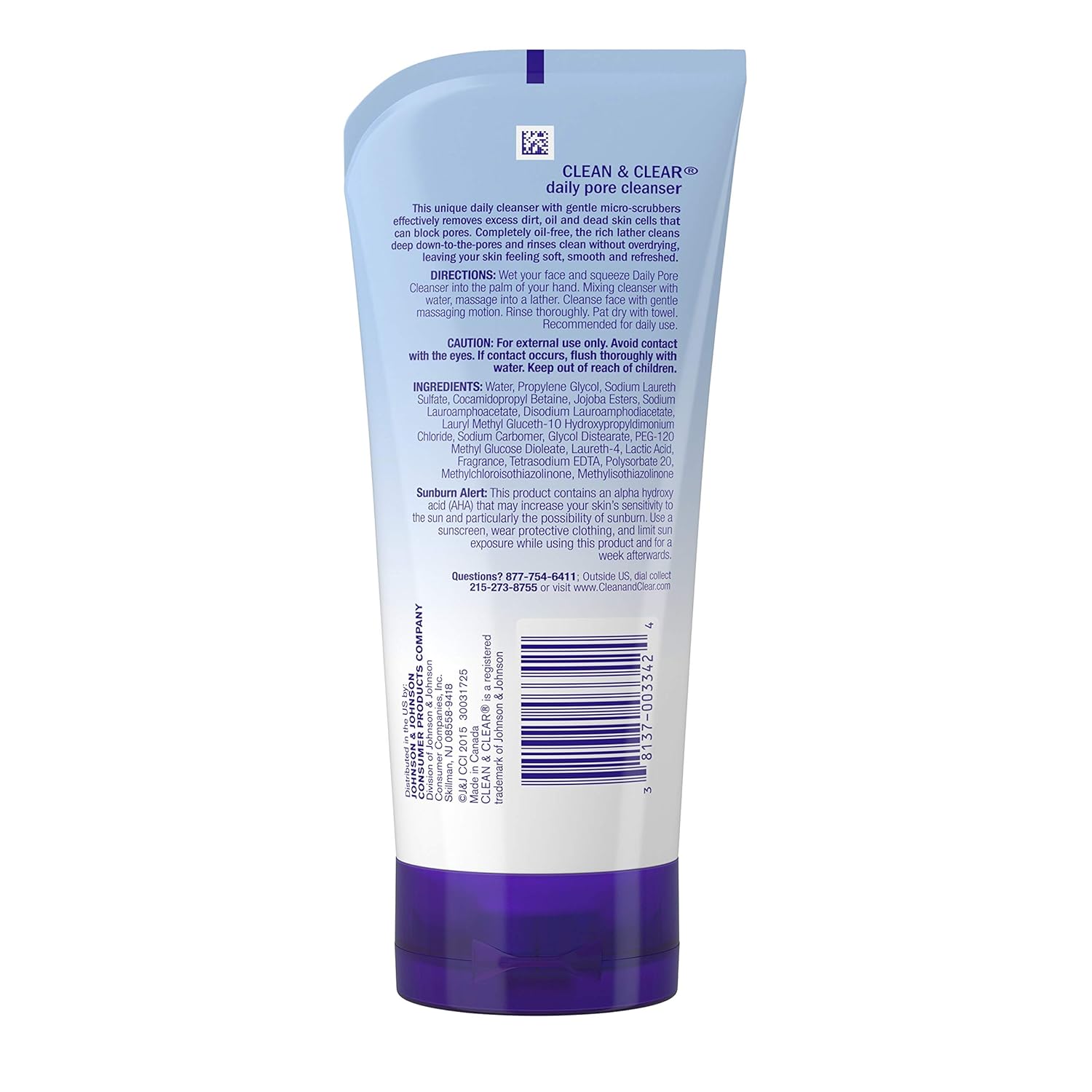 Clean & Clear Daily Pore Face Cleanser, Oil-Free Acne Face Wash for Normal, Oily & Combination Skin, 5.5 oz: Beauty