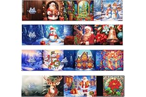 SUUYOO 12 Pcs Diamond Art Christmas Cards, DIY Diamond Art Painting Greeting Cards, Christmas Card Making Kits for Adults Kids, Thanksgiving Gift
