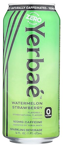 YERBAE SPARKLING WATER WITH YERBA MATE TEA – WATERMELON STRAWBERRY, 16 OUNCE (PACK OF 12)