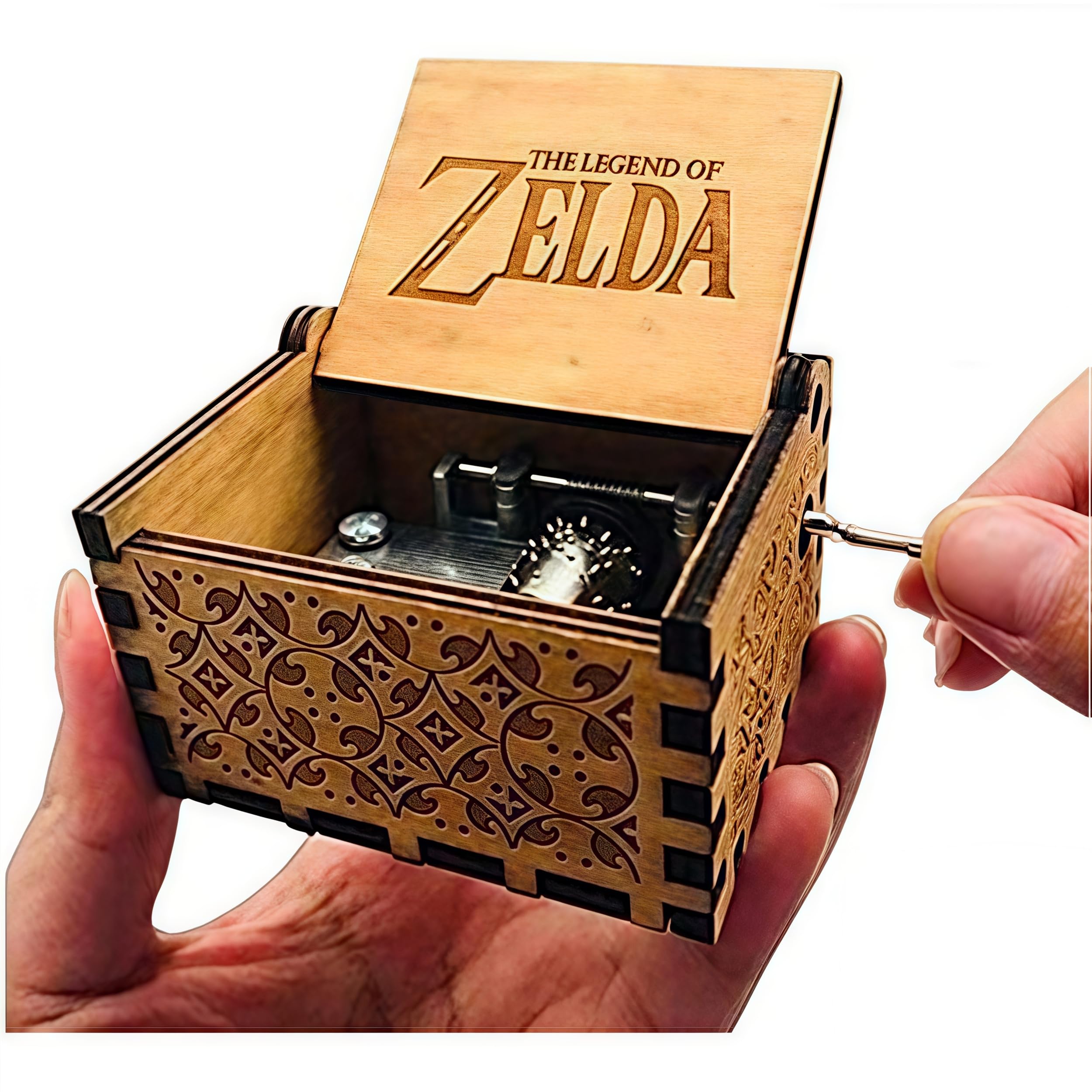 Cuzit The Legend of Zelda Movie Theme Antique Carved Music Box Hand Crank Wooden Musical Box Toy Valentine's Day Gift