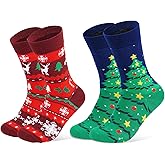 Haakong 2 Pairs Christmas Socks for Men Women Unisex Winter Socks Christmas Gifts Holiday Patterned Sock for Adult
