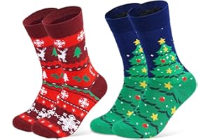 Haakong 2 Pairs Men Christmas Socks Fun Warm Winter Socks Christmas Gifts for Men Women