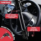 GADLANE Twin Bar Steering Wheel Lock with 2 Keys – Car Anti-Theft Device (Black) view 2