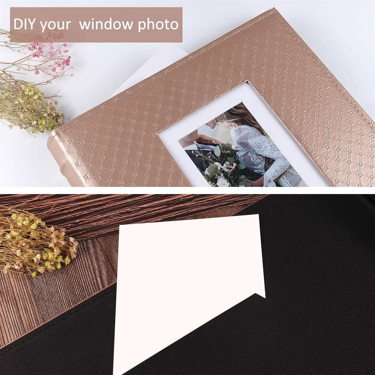 RECUTMS 6x4 Photo Album 600 Photos Large Capacity Black Inner Page Button Grain Leather Pockets Pictures Album Family Photo Albums Book Horizontal and Vertical Photos (Light Brown) - Image 5