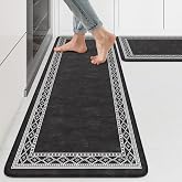 KIMODE Anti Fatigue Kitchen Mats,Black Farmhouse Kitchen Rugs Sets of 2 | 17"x47"+17"x29" Home Decor, Cushioned Non Skid Kitchen Mats for Floor, Comfort Kitchen Floor Mats for Sink Laundry Desk Dorm