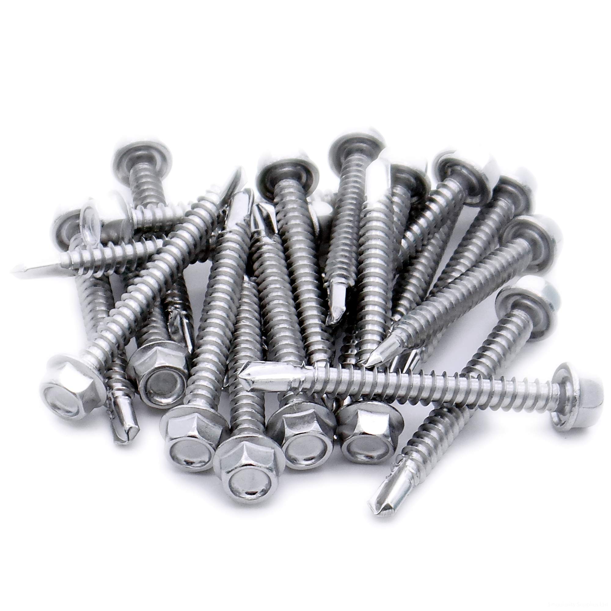 No.10 x 1.5 (4.8mm x 38mm) Hex Self-Drilling Screw (Flanged) - Stainless Steel (A2) (Pack of 20)