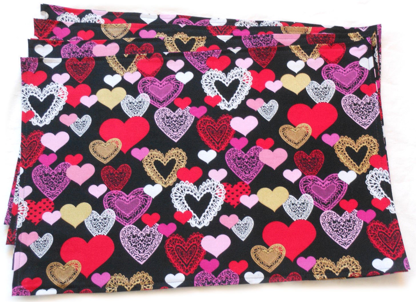 Aperturee Red Truck Plaid Valentines Day Set Of 4 Placemats