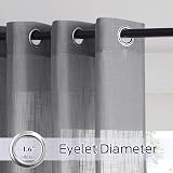 PONY DANCE Grey Voile Curtains 2 Panels 52x84 Eyelet Top Linen Texture view 7