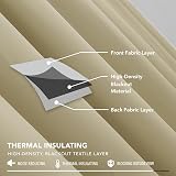 Deconovo Solid Super Soft Thermal Insulated Pencil Pleat Curtains 66x90 Beige view 5