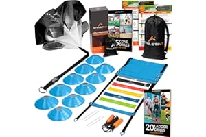 Athletivi Agility Training Equipment Set for Proffesional Training, Adults, Youth & Kids. Soccer & Footbal Training Set with Fixed-Rung Ladder - Enhance Speed, Power & Strength.