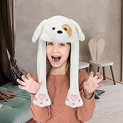 Bubblepompom Puppy Hat with Ears Moving Jumping Pop