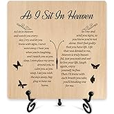 Celebration Of Life Decorations, Sympathy Gifts For Loss Of Loved One, Memorial Desk Decor, As I Sit In Heaven Wood Plaque Decor Sign, Home Office Decorations For Desk Table Shelf -16