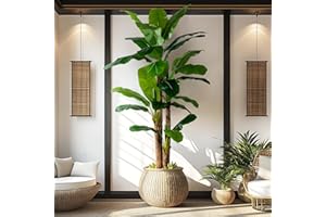 Erimda 9FT Artificial Banana Tree Tall Fake Banana Leaf Plant Faux Banana Silk Tree Faux Banana Leaves for Home Swimming Pool Indoor Outdoor Patio Tropical Decor