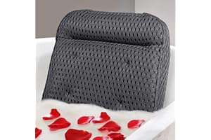 YIGO MASTER Bath Pillow for Tub Support Neck and Back, Bathtub Pillow Bath Accessories for bathtub Women, Hot Tub Accessories for Adults-Gray New Version