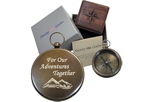 STANLEY LONDON Engraved Anniversary Compass Gifts for Him, Men, Husband, Boyfriend | Personalized Compass Gift with Optional Laser Engraved Wood Box