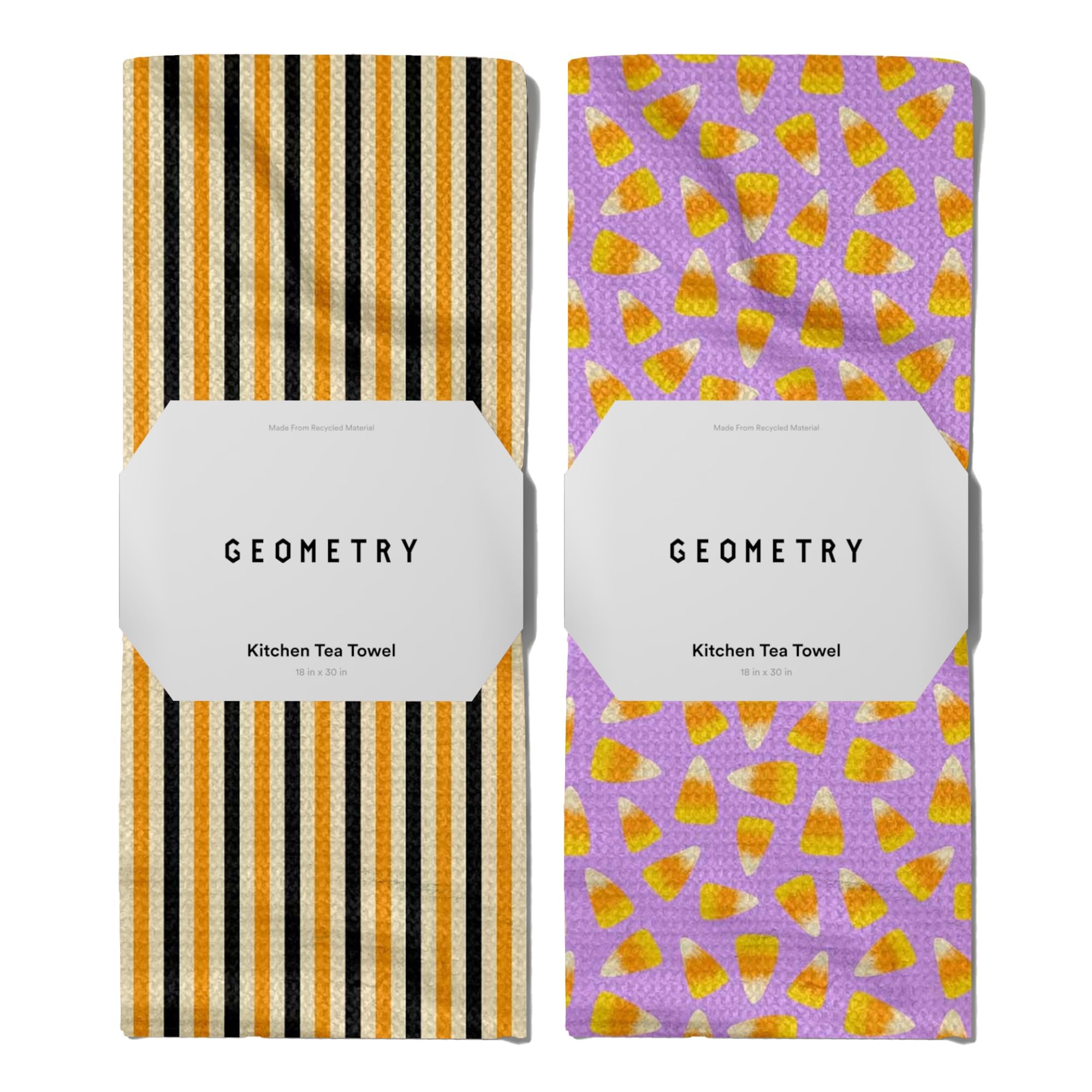 GEOMETRY Kitchen Towels - Quick Dry Microfiber Cloth Dish Towels for Kitchen Drying - Premium Quick Dry Towel - Trick or Treat, 18" x 30" - 2 Pieces Image