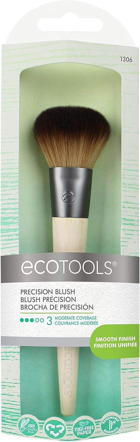 EcoTools Precision Blush Makeup Brush, Cheek Blush Brush, for Loose or Pressed Powder Also Works With Bronzer