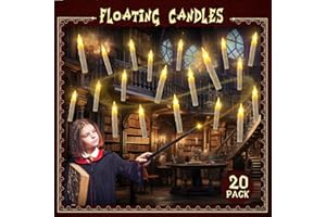 NPNGMYR Floating Candles with Wand Remote, Halloween Decorations Magic Hanging Candles, Flickering Warm Light Flameless Floating LED Candle for Halloween Christmas Party Decor Outdoor Indoor (20PCS)