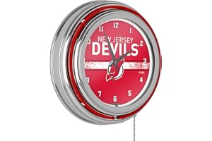 Trademark Global NHL Chrome Double Rung Neon Clock - New Jersey Devils