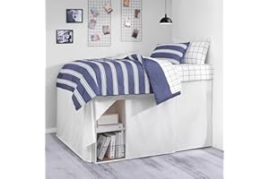 Nautica Skirt 42-inch Drop Cotton Bedding, Casual Home Decor, Dorm Room Essentials, Twin XL, White