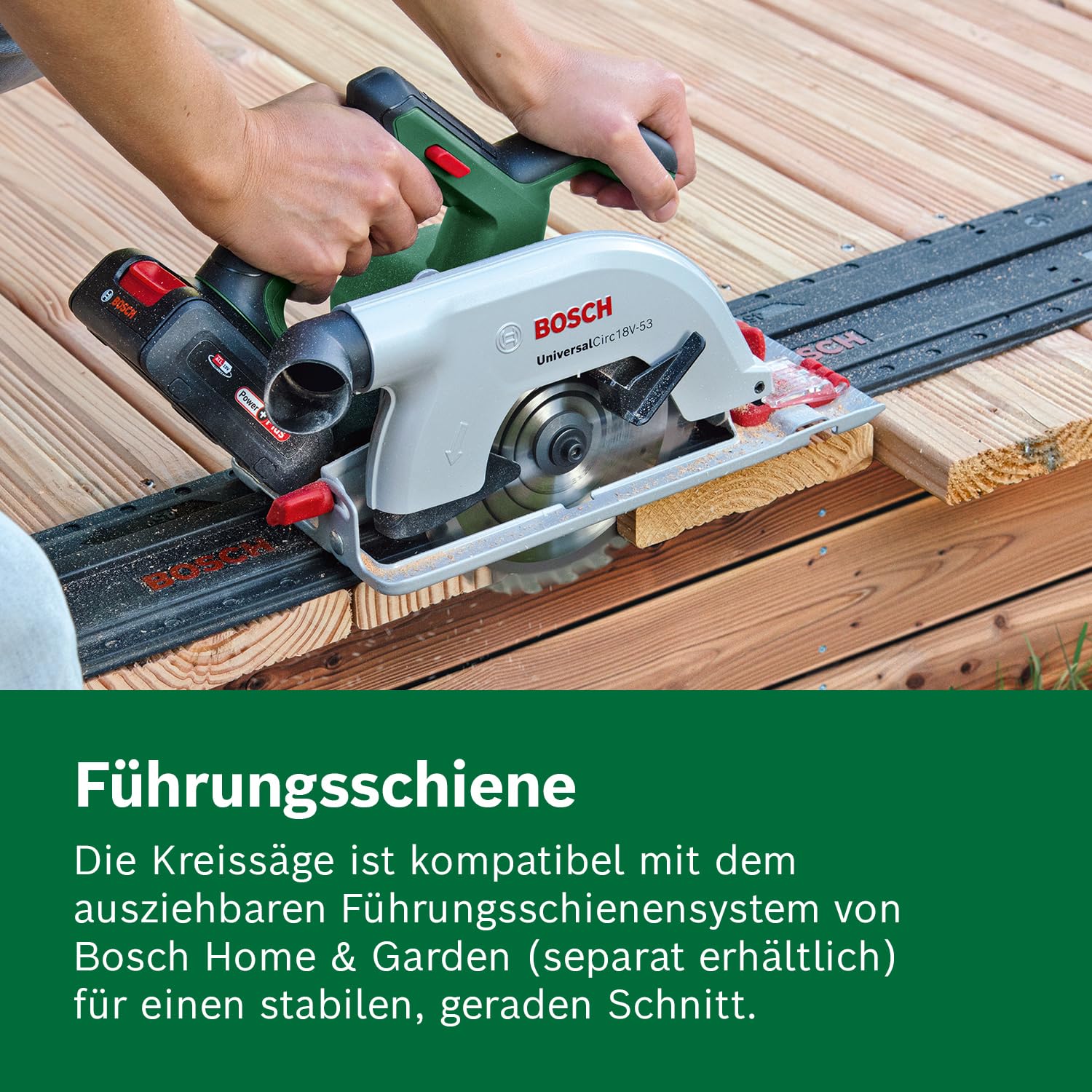 Bosch Akku-Kreissäge UniversalCirc 18V-53 (Präzises Sägen in jedem Holzmaterial; max. Schnitttiefe 53 mm; 2 tlg. Führungsschienenset; 18 Volt System; ohne Akku) – Amazon Edition 5