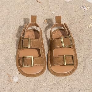 Male Baby Retro Square Buckle Soft Soled Baby Sandals, Open Toed Anti Slip Summer Shoes, Beach Shoes