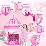 SENODEER 3PC Princess Tent Playset for Girls Pink Indoor Outdoor Kids Tent Ball view 4