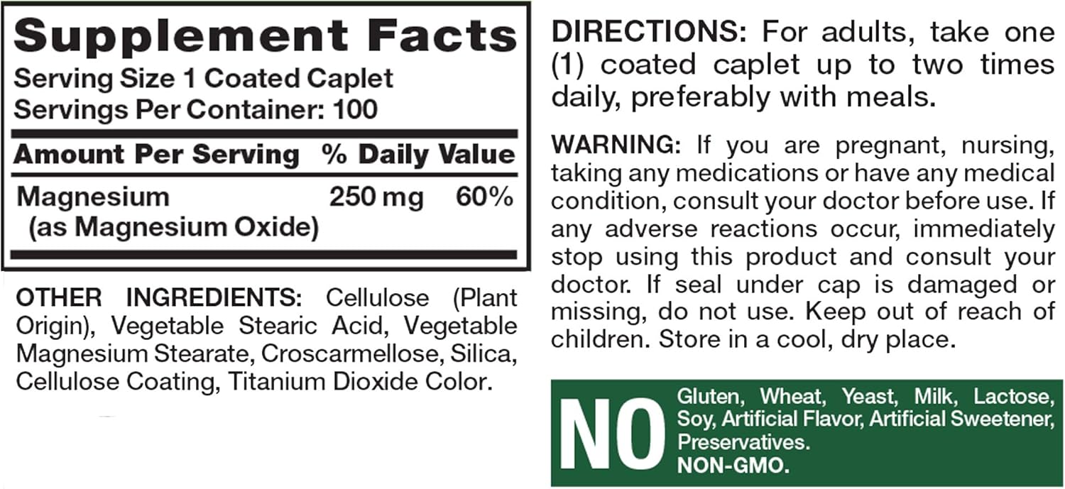 Nature S Truth Magnesio 250 Mg 100 Tabletas Health Personal Care Amazon Com